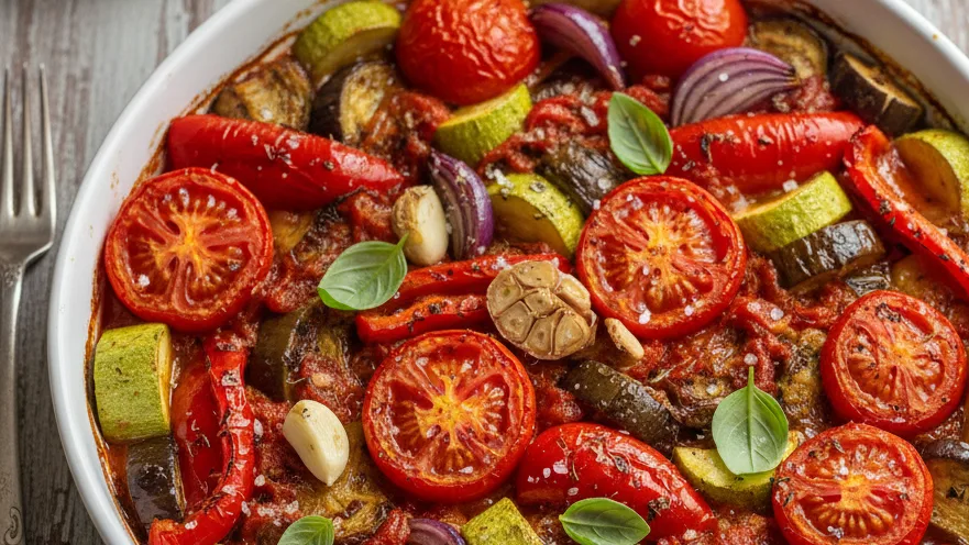 Fırında Domates Soslu Sebze Yemeği