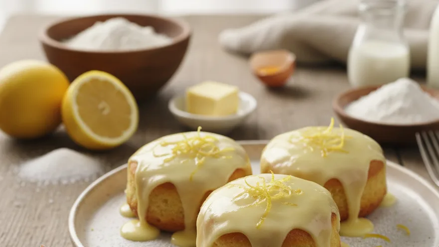 Limonlu Glazürlü Porsiyon Kekler